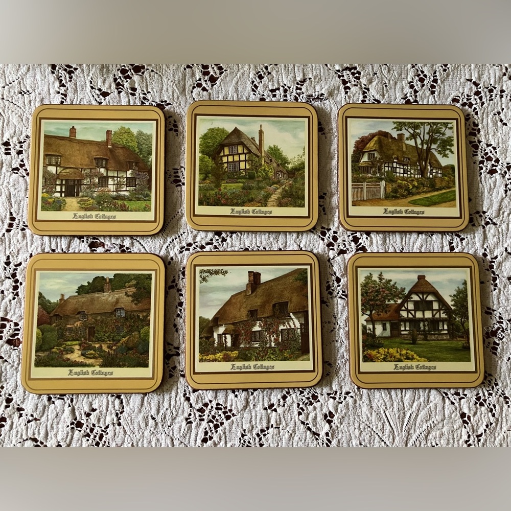 Vintage set of Six Pimpernel English Gardens Coasters